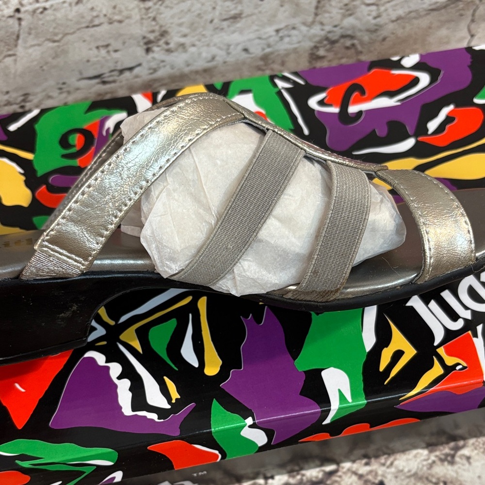 Judith J-Randall Pewter Patent/Gore Sandal - Picture 11 of 14